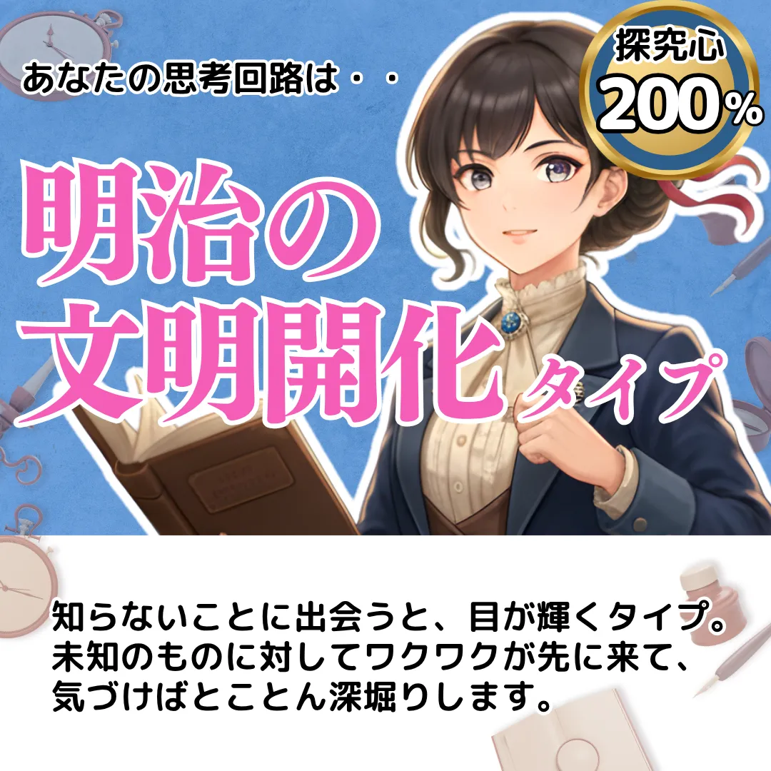 明治の文明開化タイプ(探究心 200%)の結果画像