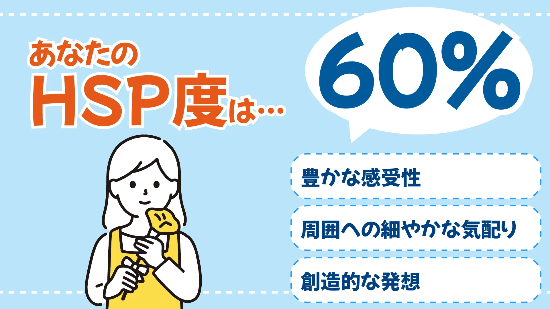 HSP度 60%(やや繊細なタイプ)の結果画像