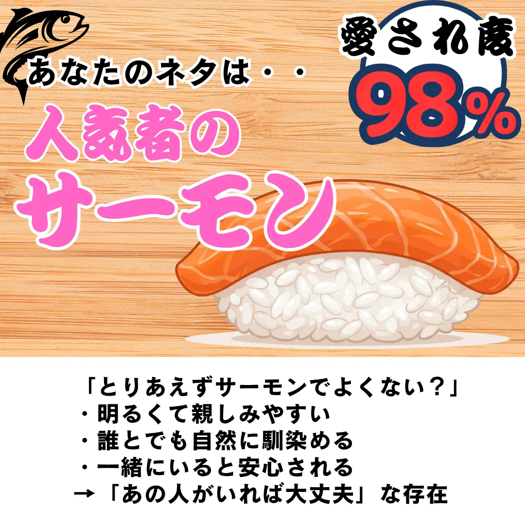 人気者のサーモンタイプ(愛され度 98%)の結果画像