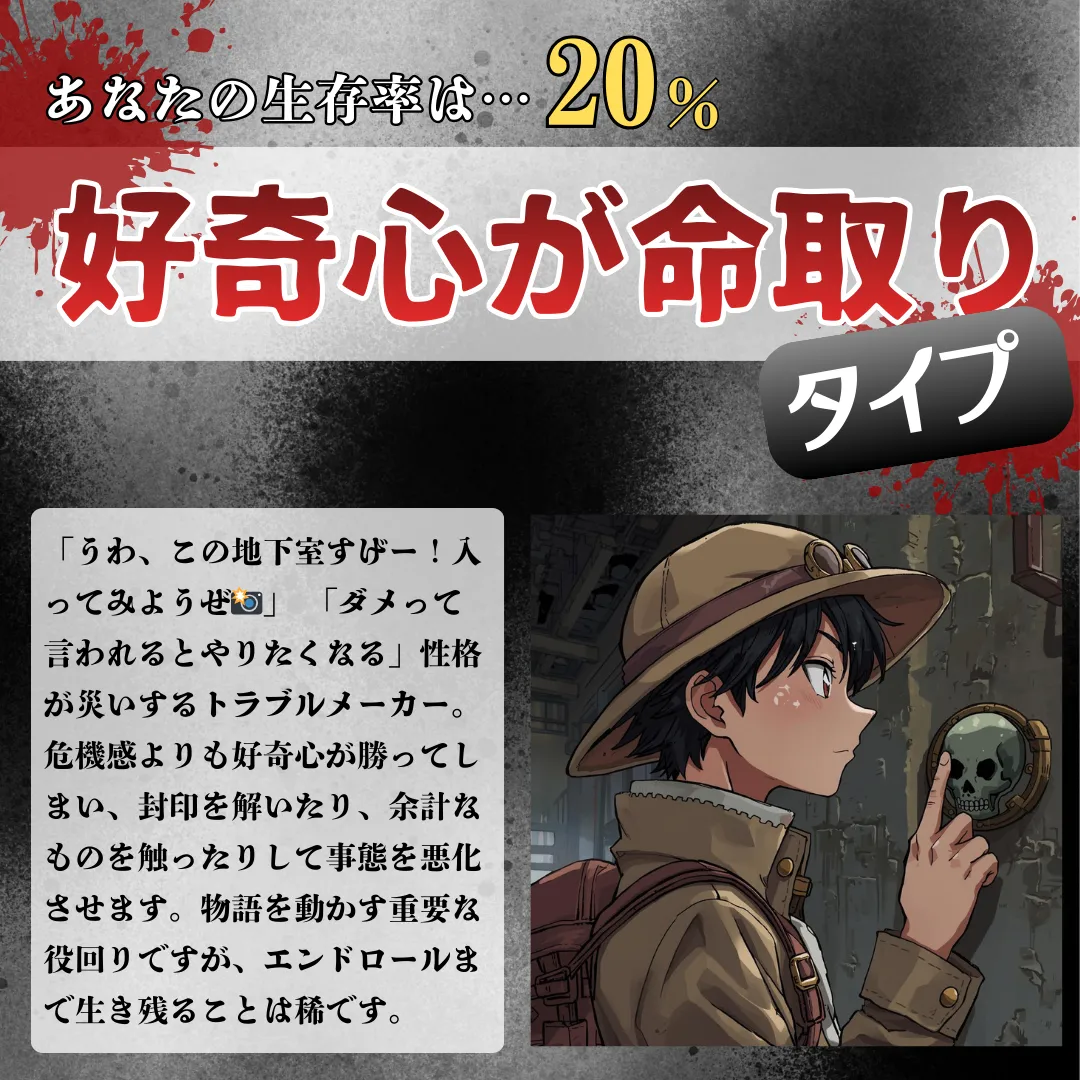 好奇心が命取りタイプ(生存率 20%)の結果画像
