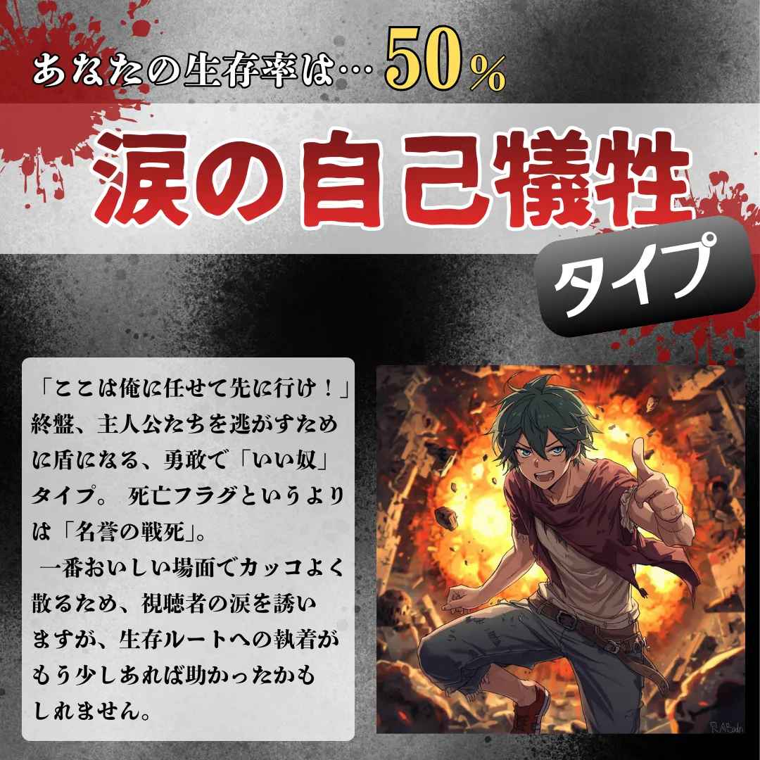 涙の自己犠牲タイプ(生存率 50%)の結果画像