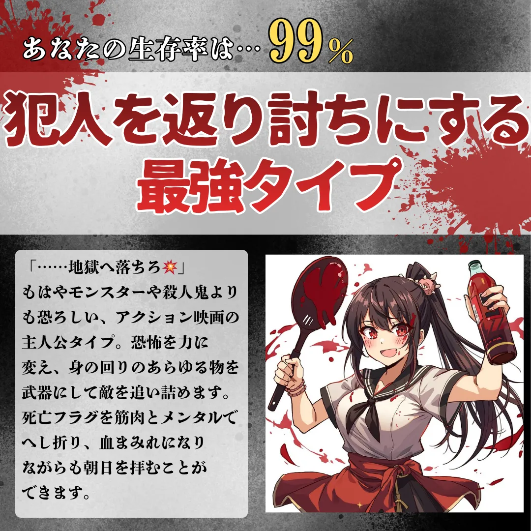 犯人を返り討ちにする最強タイプ(生存率 99%)の結果画像